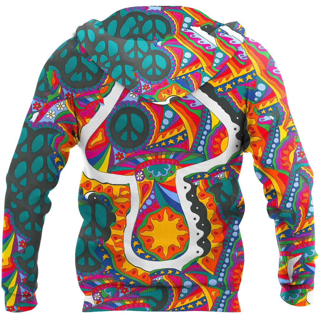 Hippie Organic Hoodie, 3D Full Print Hippie Hoodies