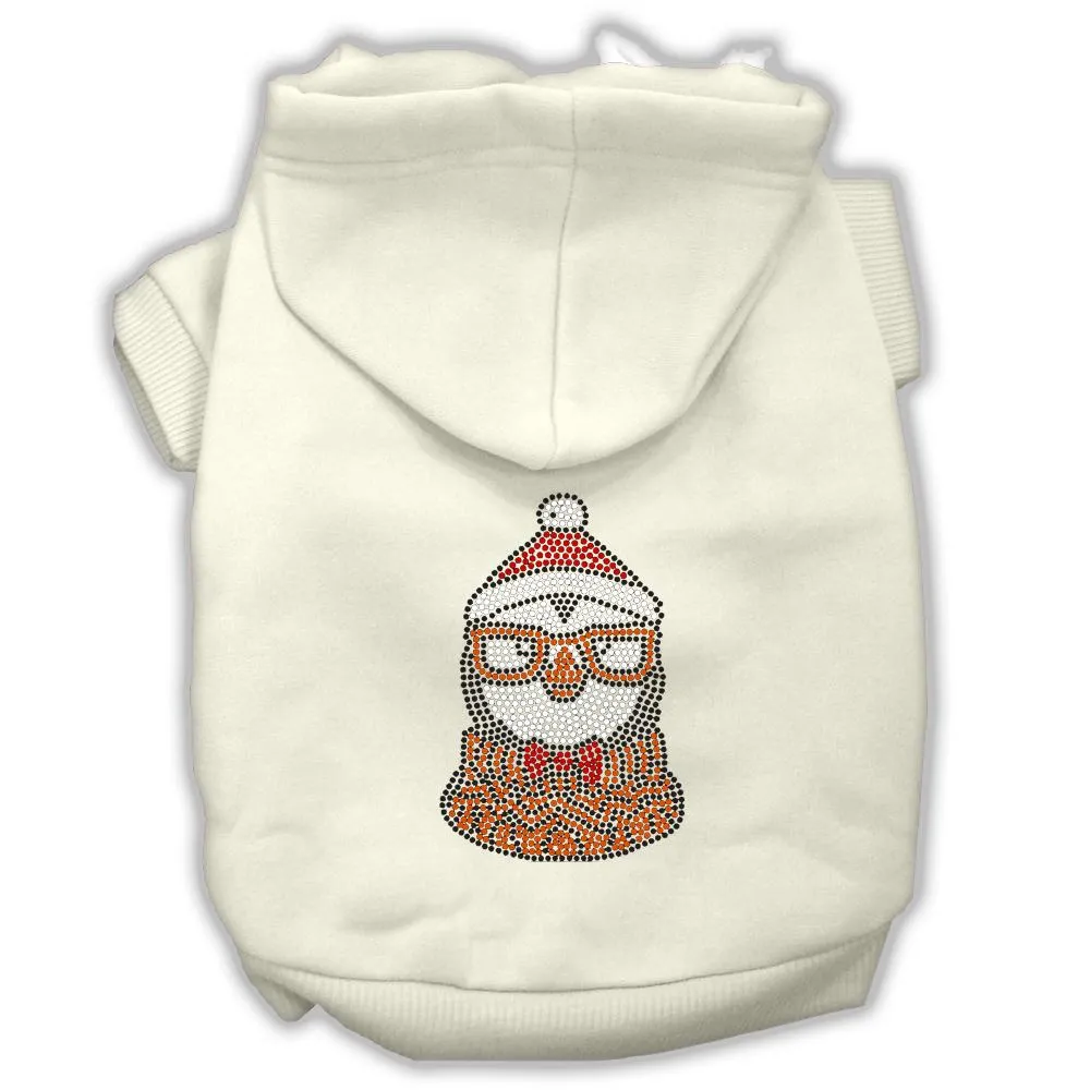 Hipster Penguin Rhinestone Dog Hoodie Cream S (10)