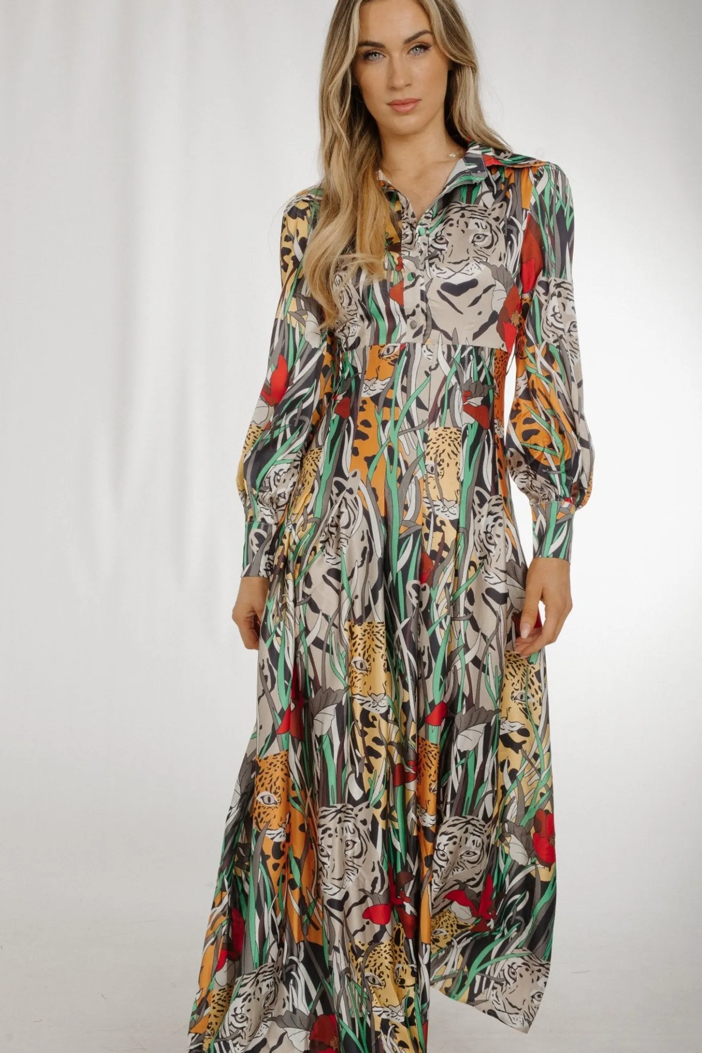 Holly Tiger Print Maxi Dress In Multi