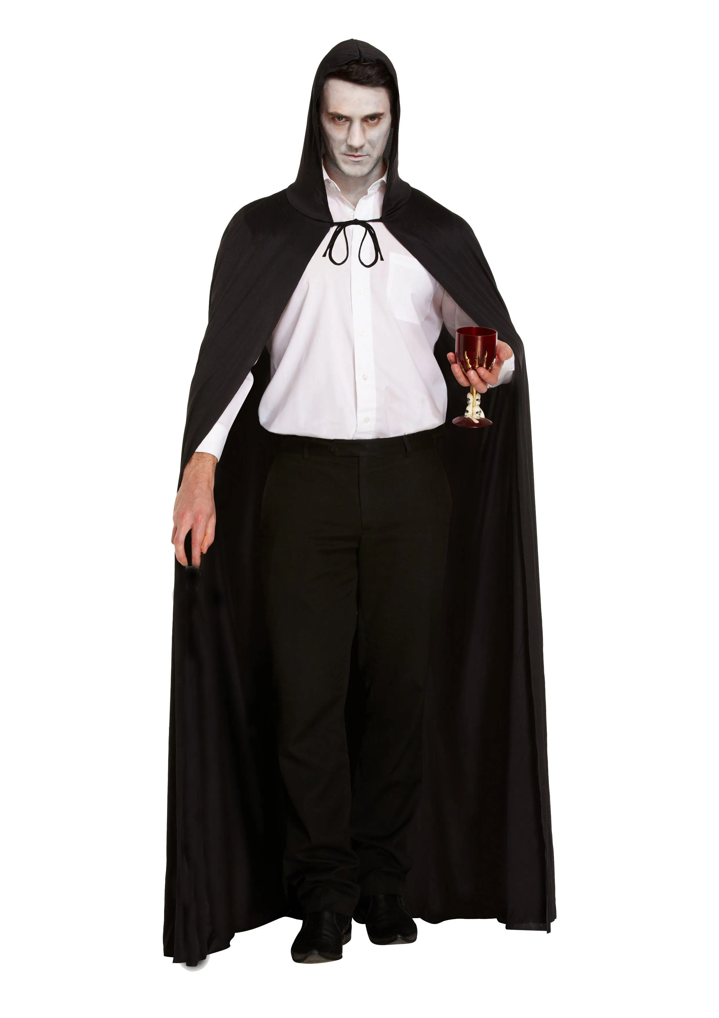 Horror Costume Set: Long Black Cape with Hood, Bleeding Scream Mask, and Fake Bloody Axe