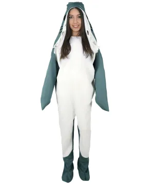 HPO Adult White and Blue Shark Blanket Hoodie Onesie I Perfect for Halloween I Flame-retardant Synthetic Fabric