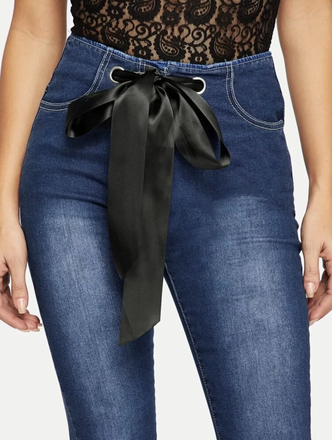 Juliet Lace Tie Flare Leg Jeans