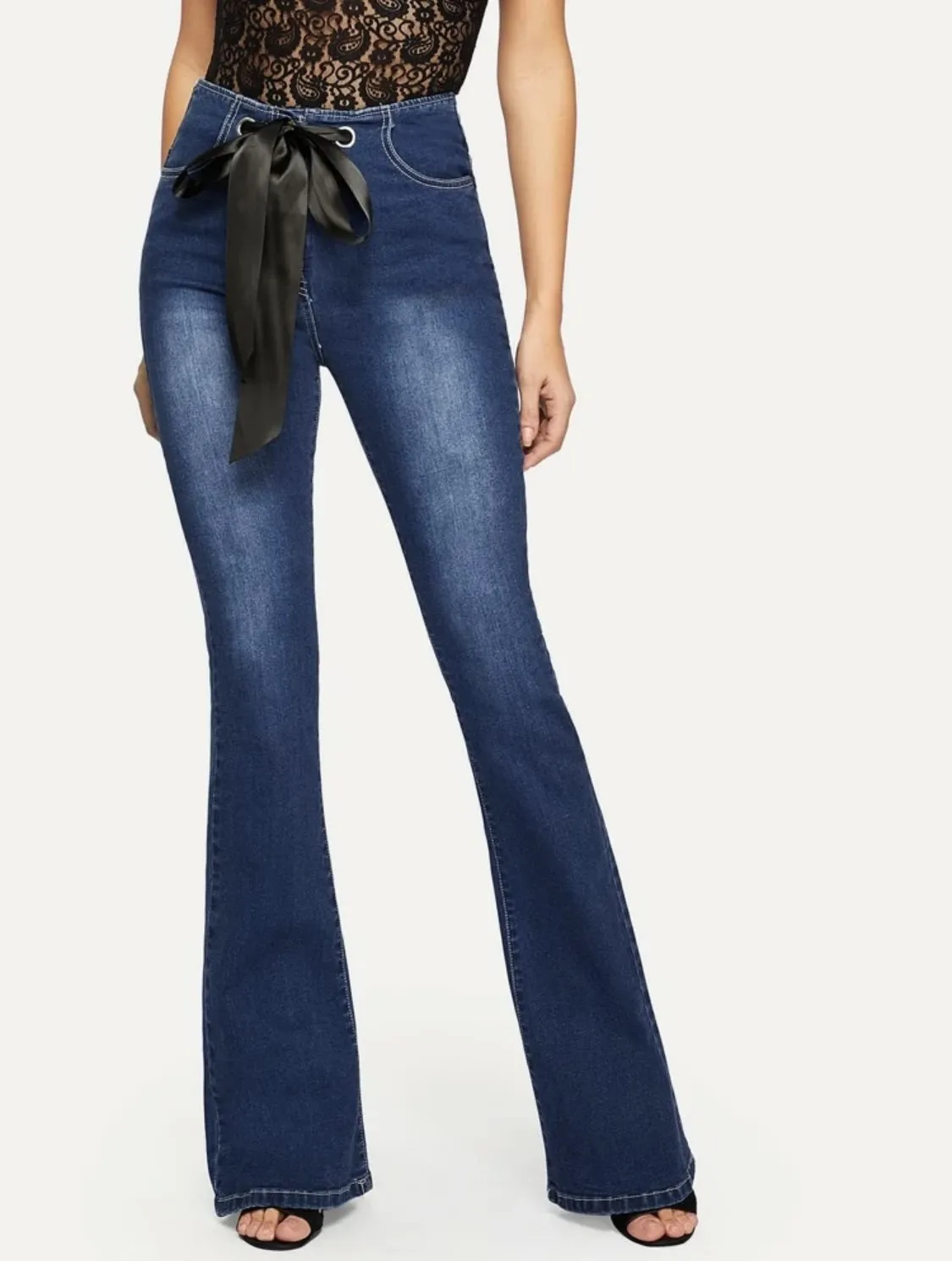 Juliet Lace Tie Flare Leg Jeans