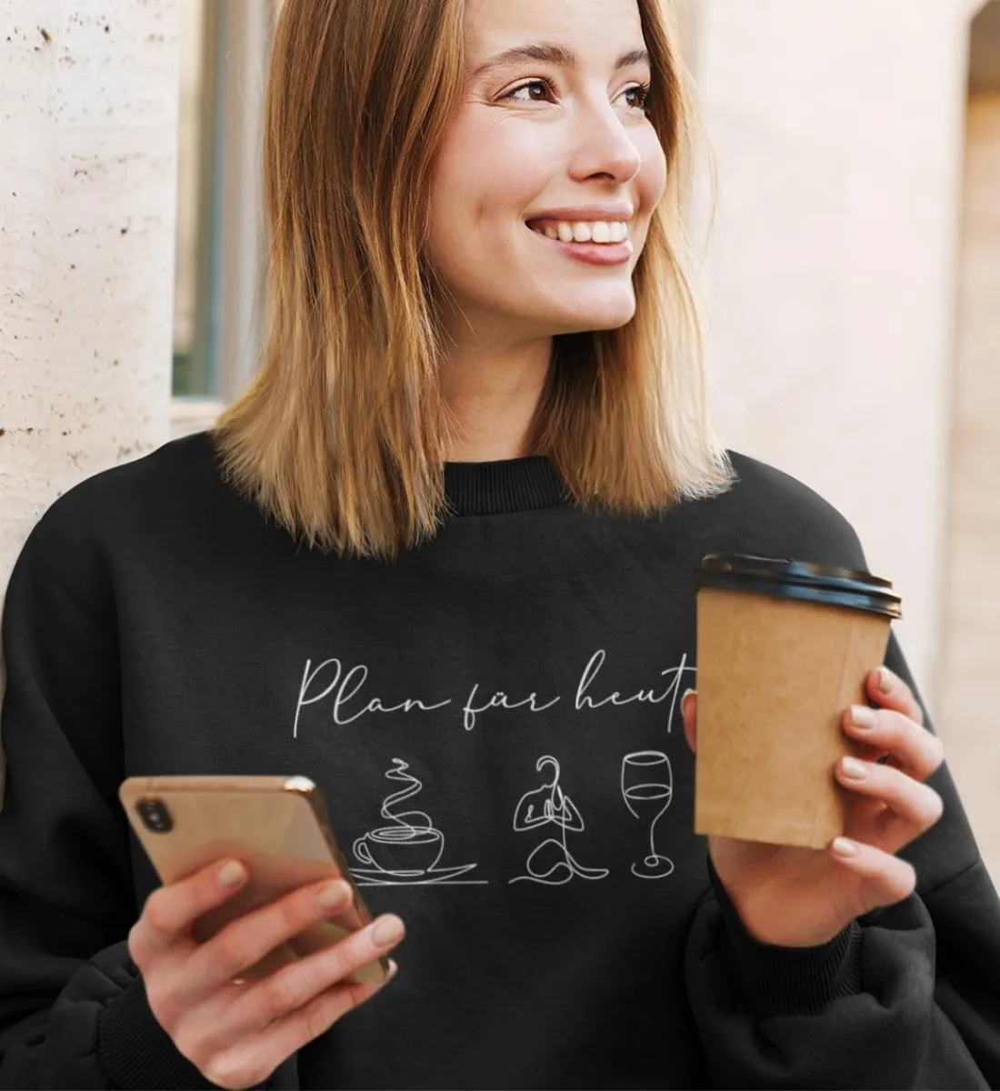 Kaffee Yoga Wein Bio Sweatshirt Unisex