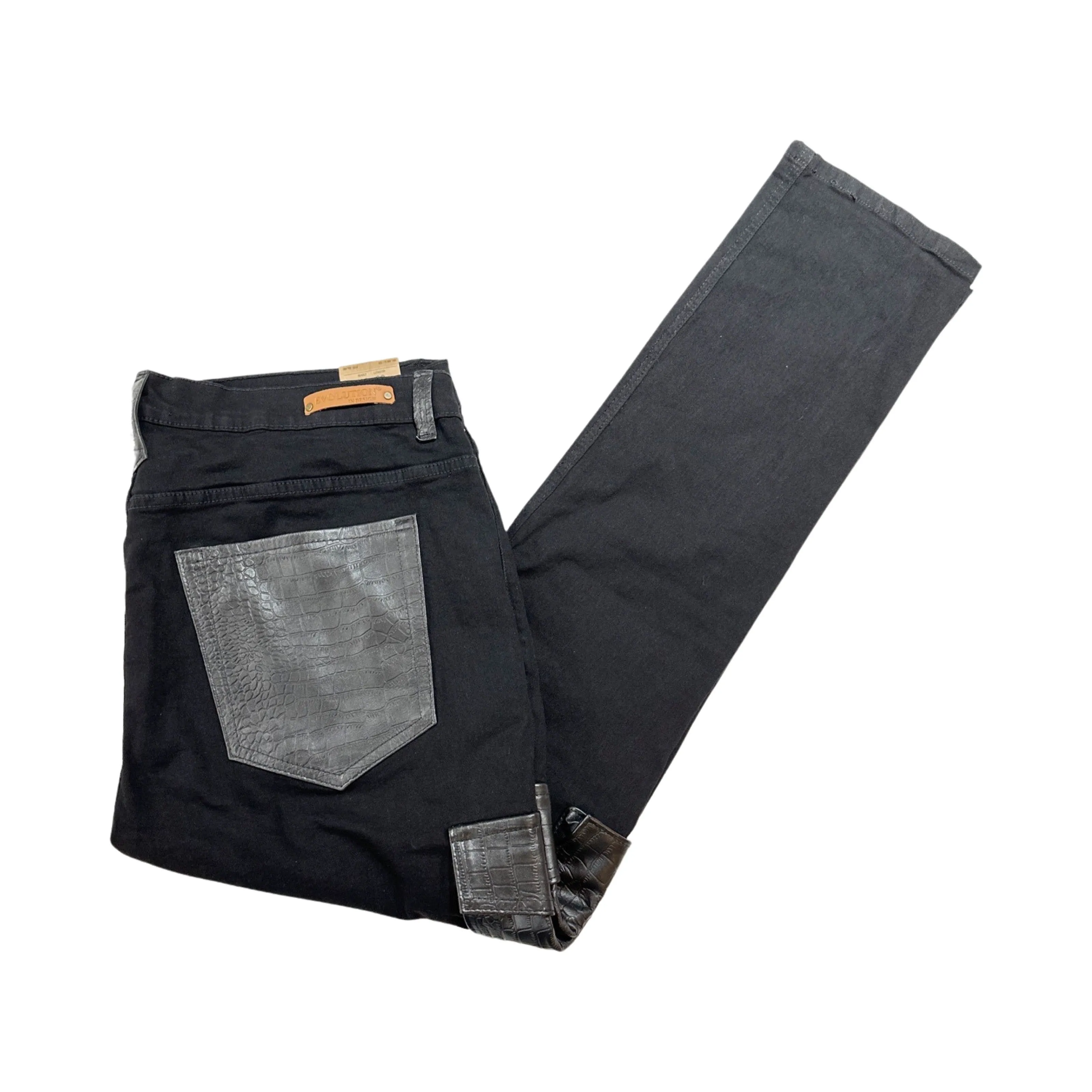 Kashani Denim Cargo Jeans w/ Black Embossed Alligator Pockets