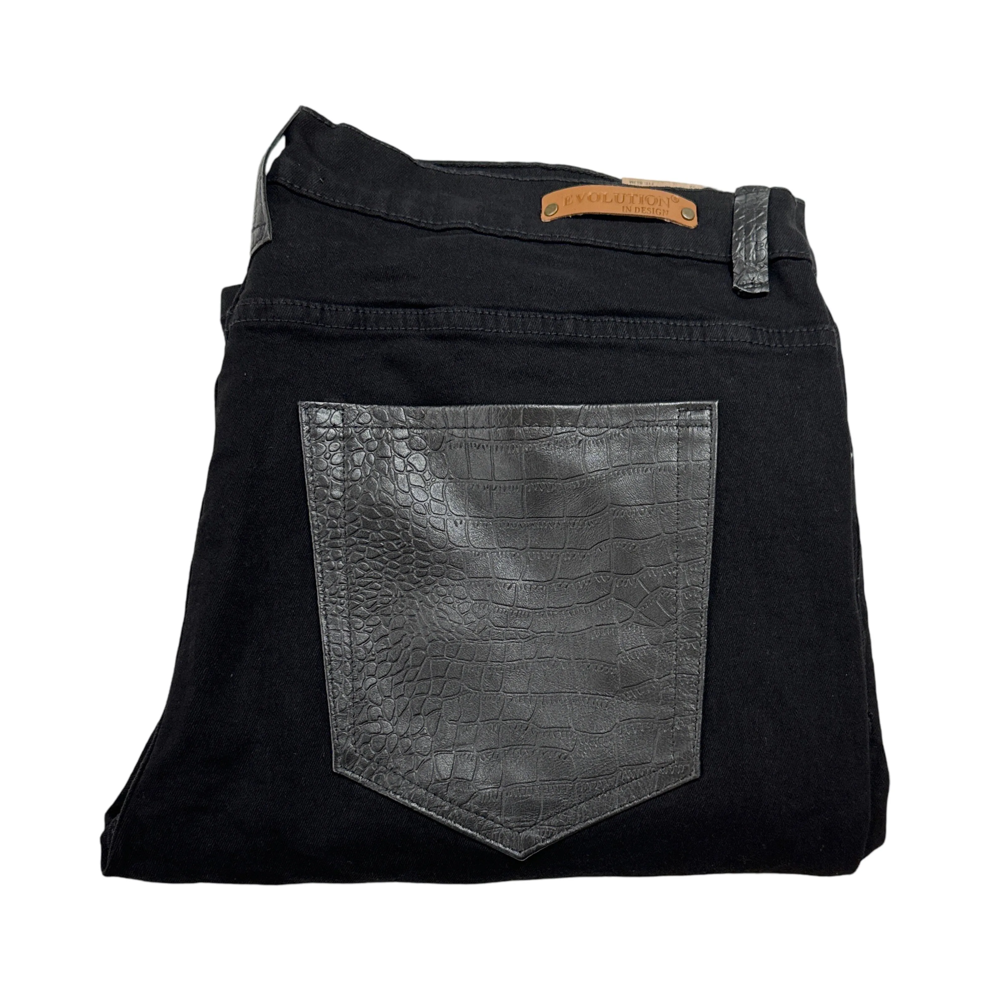 Kashani Denim Cargo Jeans w/ Black Embossed Alligator Pockets