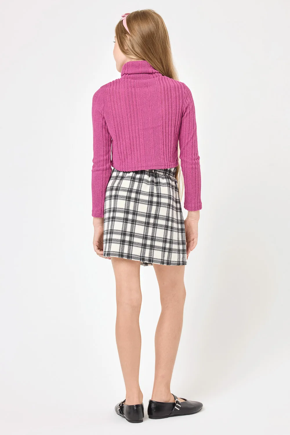 Kids Purple Turtle Neck Ribbed Sweater