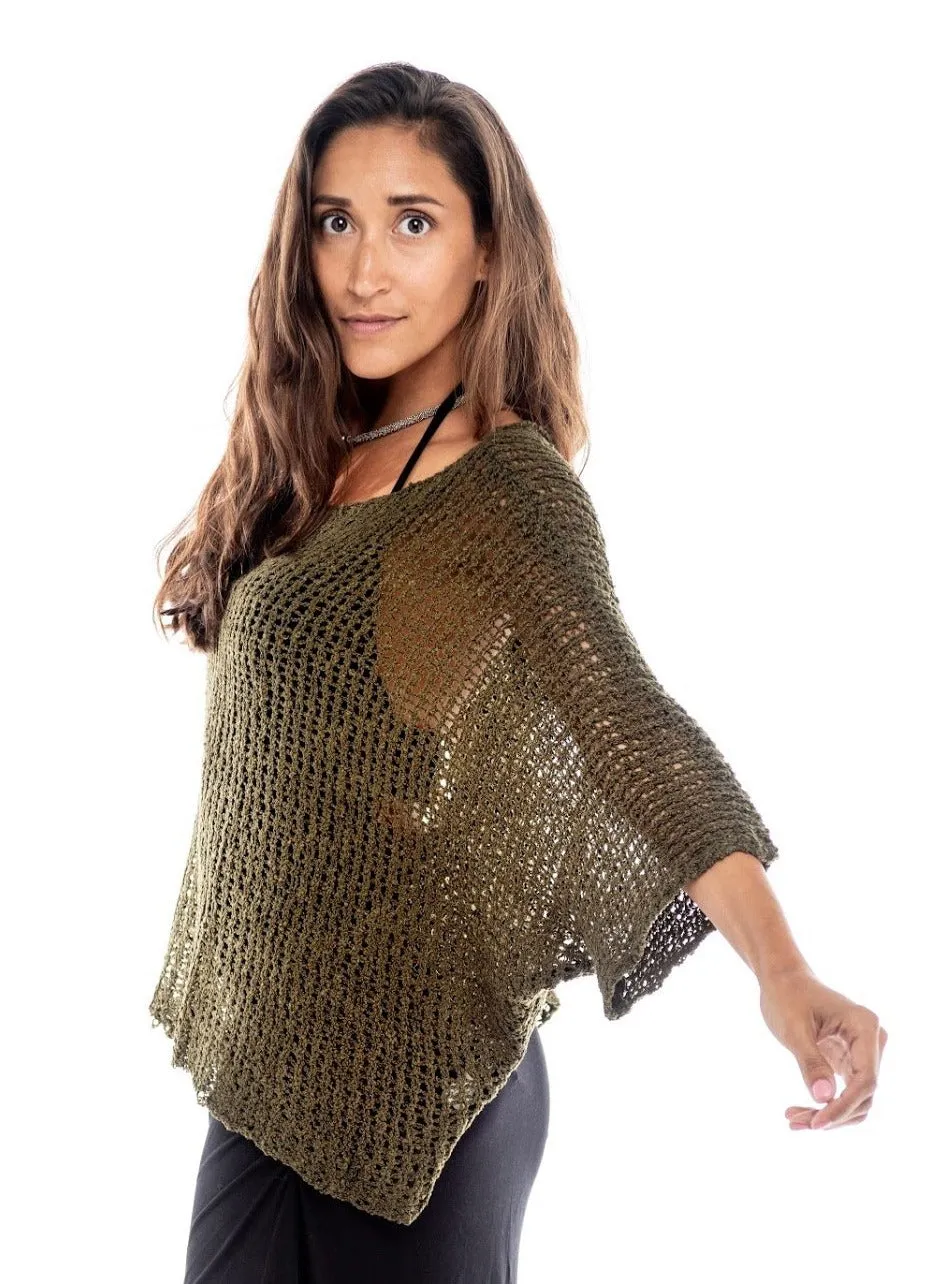 Knitted Square Design One Piece Poncho Pillow