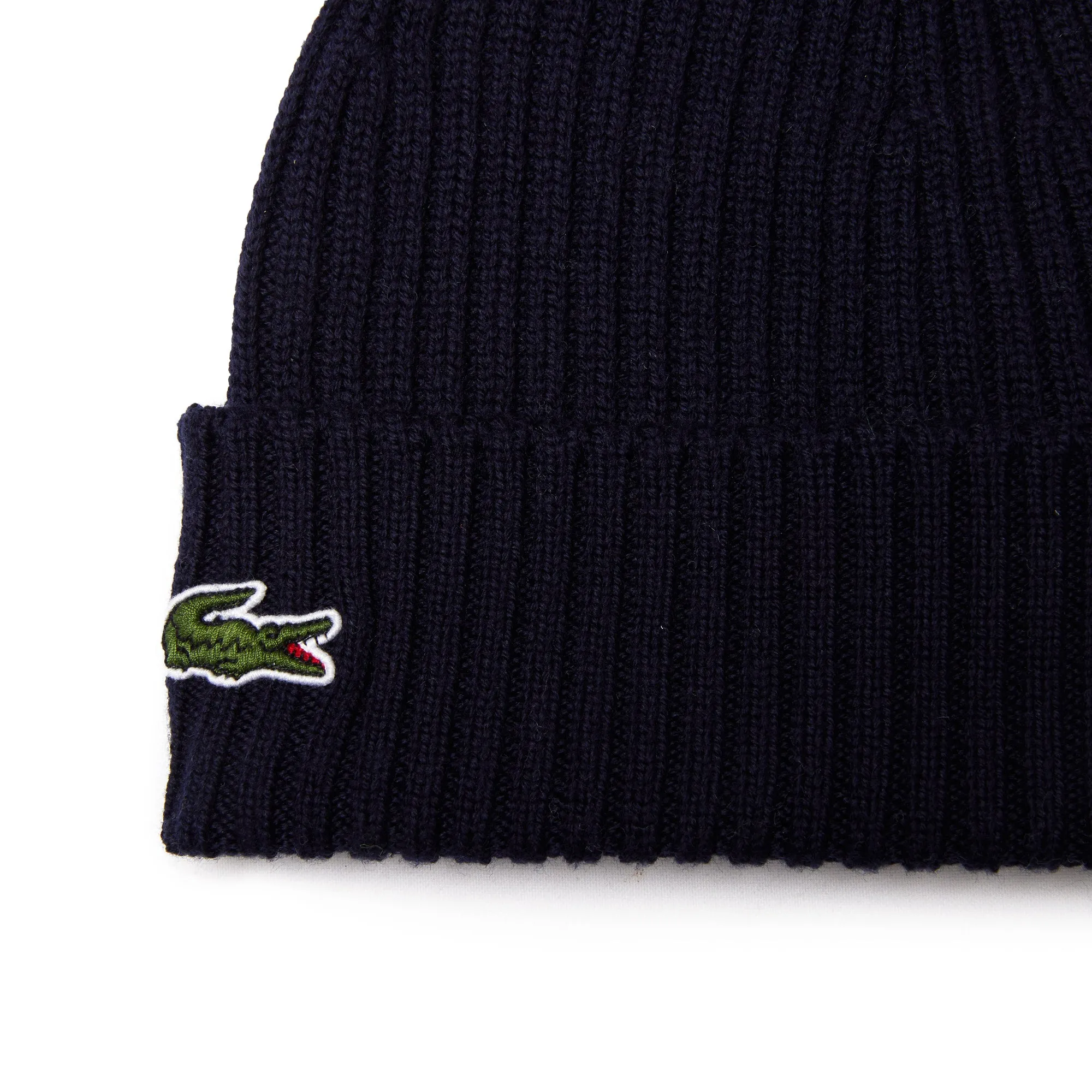 Lacoste Ribbed Wool Beanie Hat