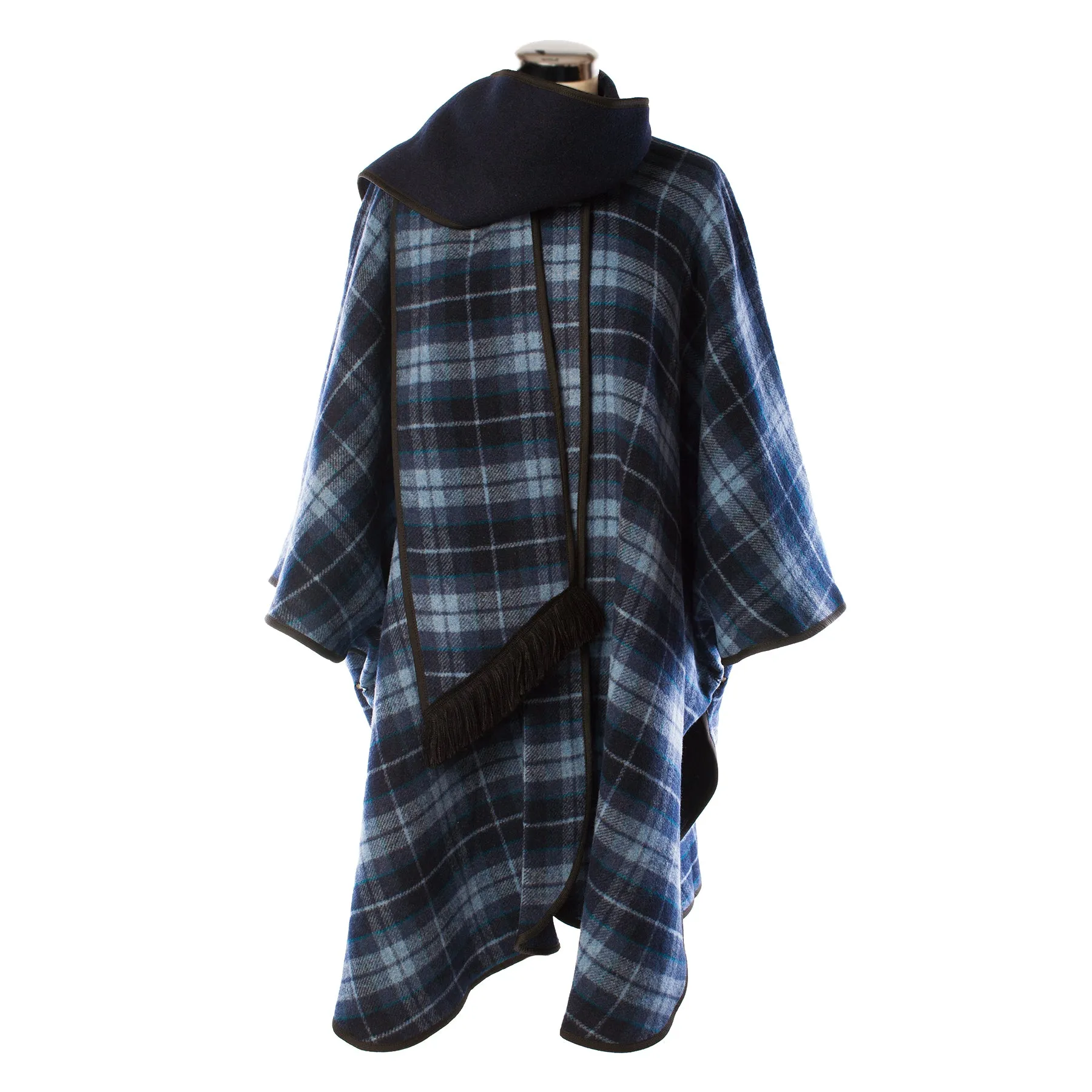 Ladies Wool Blend Reversible Cape Navy