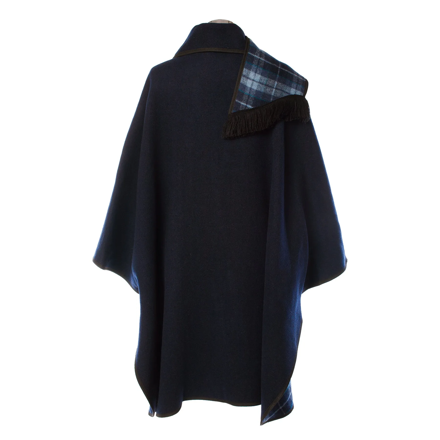 Ladies Wool Blend Reversible Cape Navy