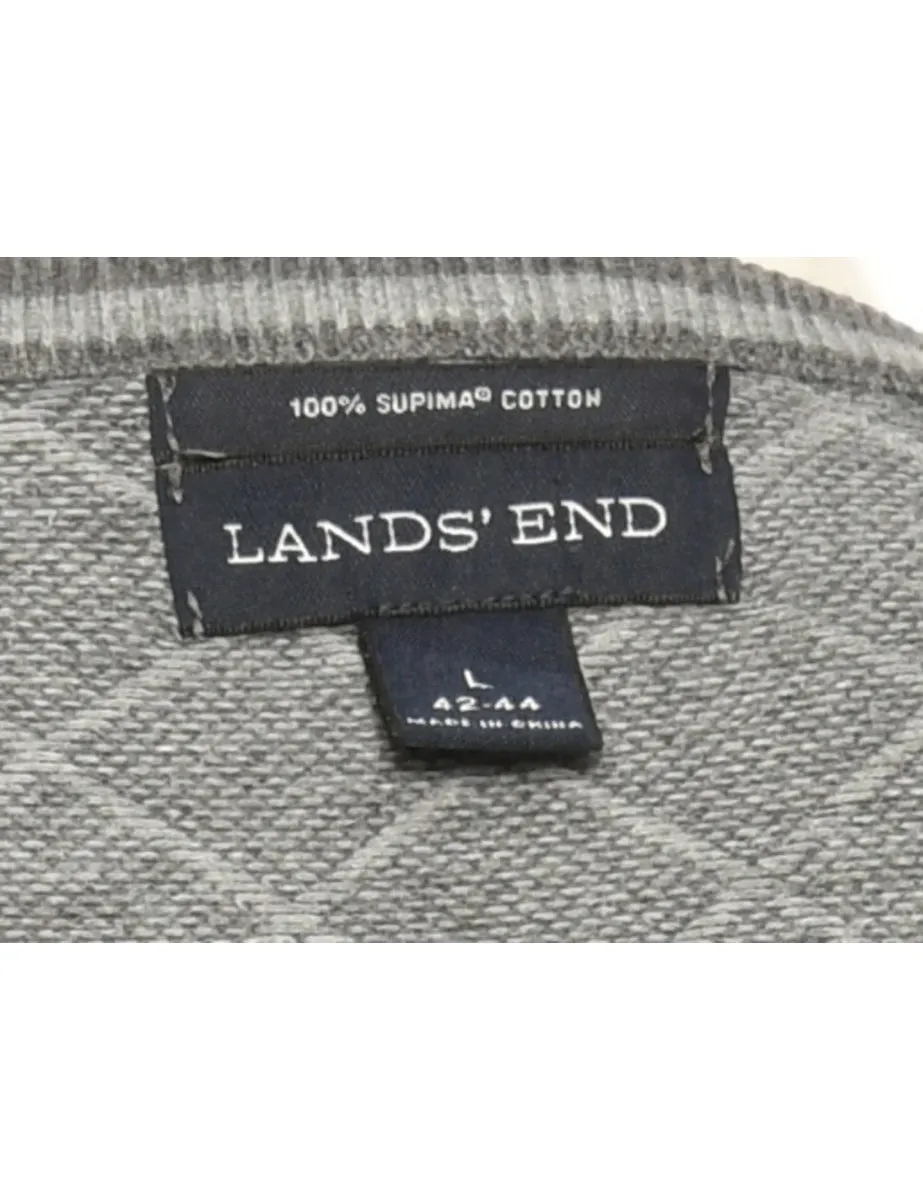 Land's End Patterend Grey Jumper - L