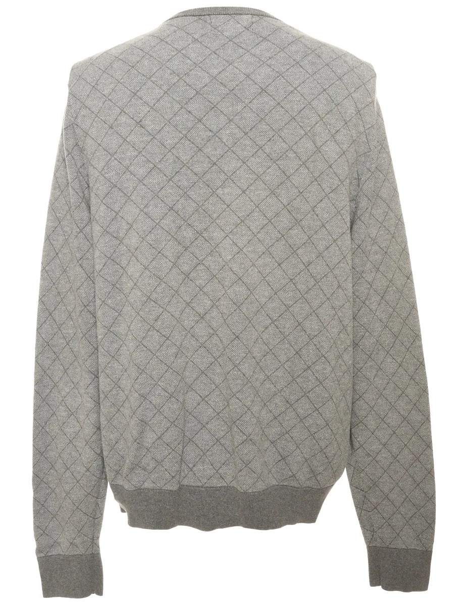 Land's End Patterend Grey Jumper - L