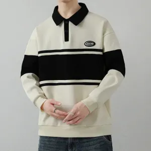 Lapel Street Striped High-end sweatshirt