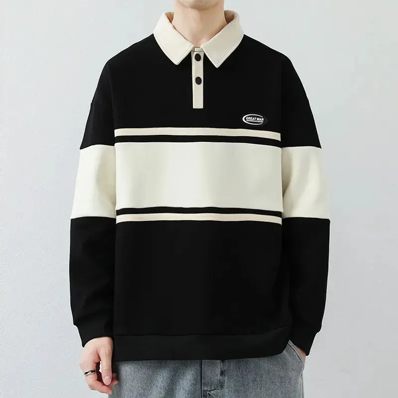 Lapel Street Striped High-end sweatshirt