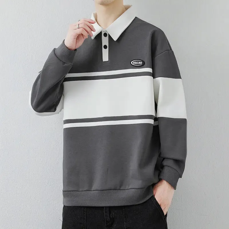 Lapel Street Striped High-end sweatshirt