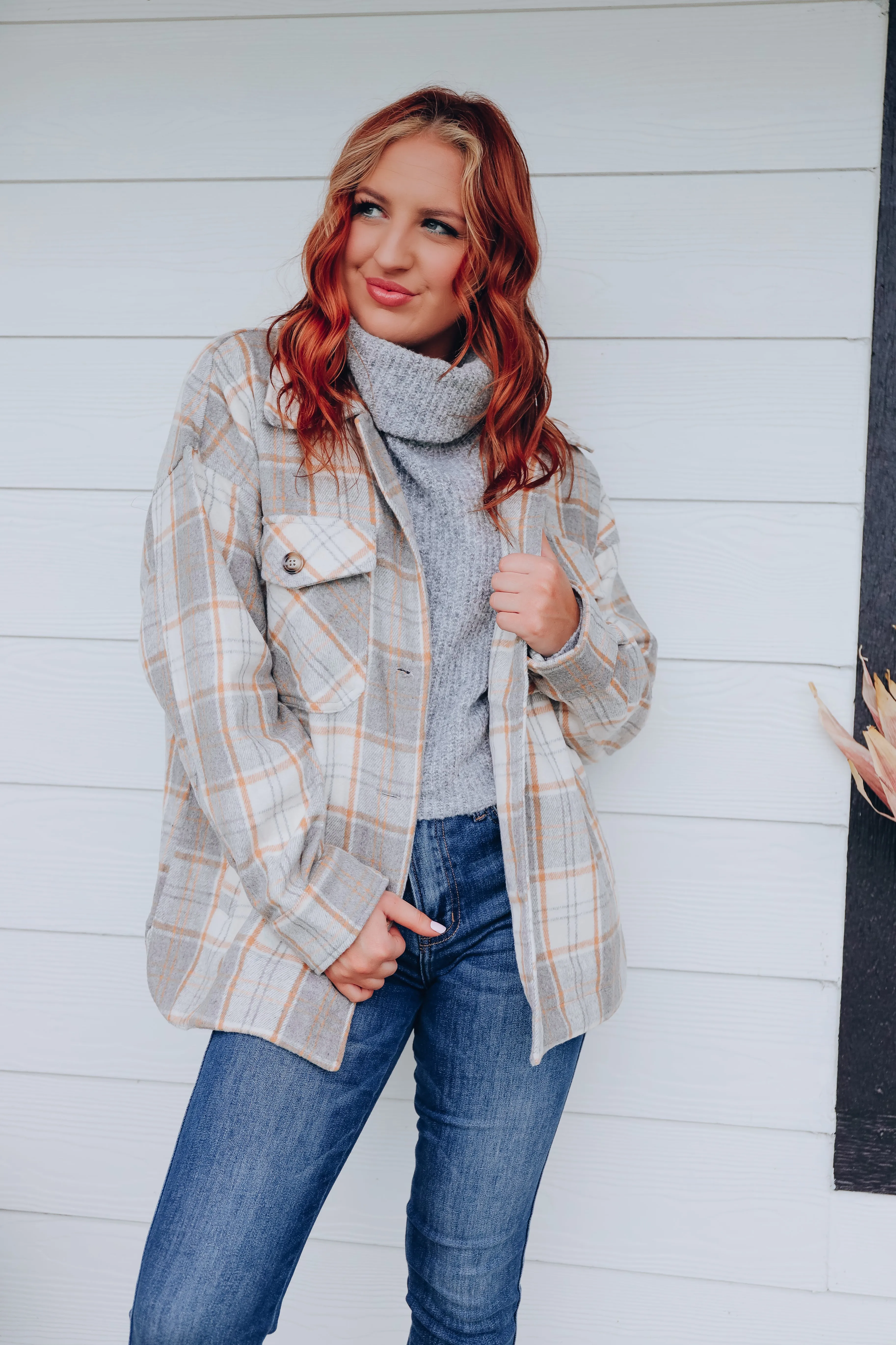 Laramie Plaid Shacket - Grey