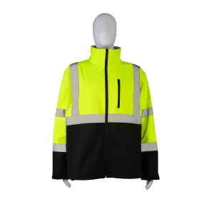 LBSFJ1-C3 ANSI Class 3 LIME/Black Bottom Two Tone Water Resistant Soft Shell Jacket