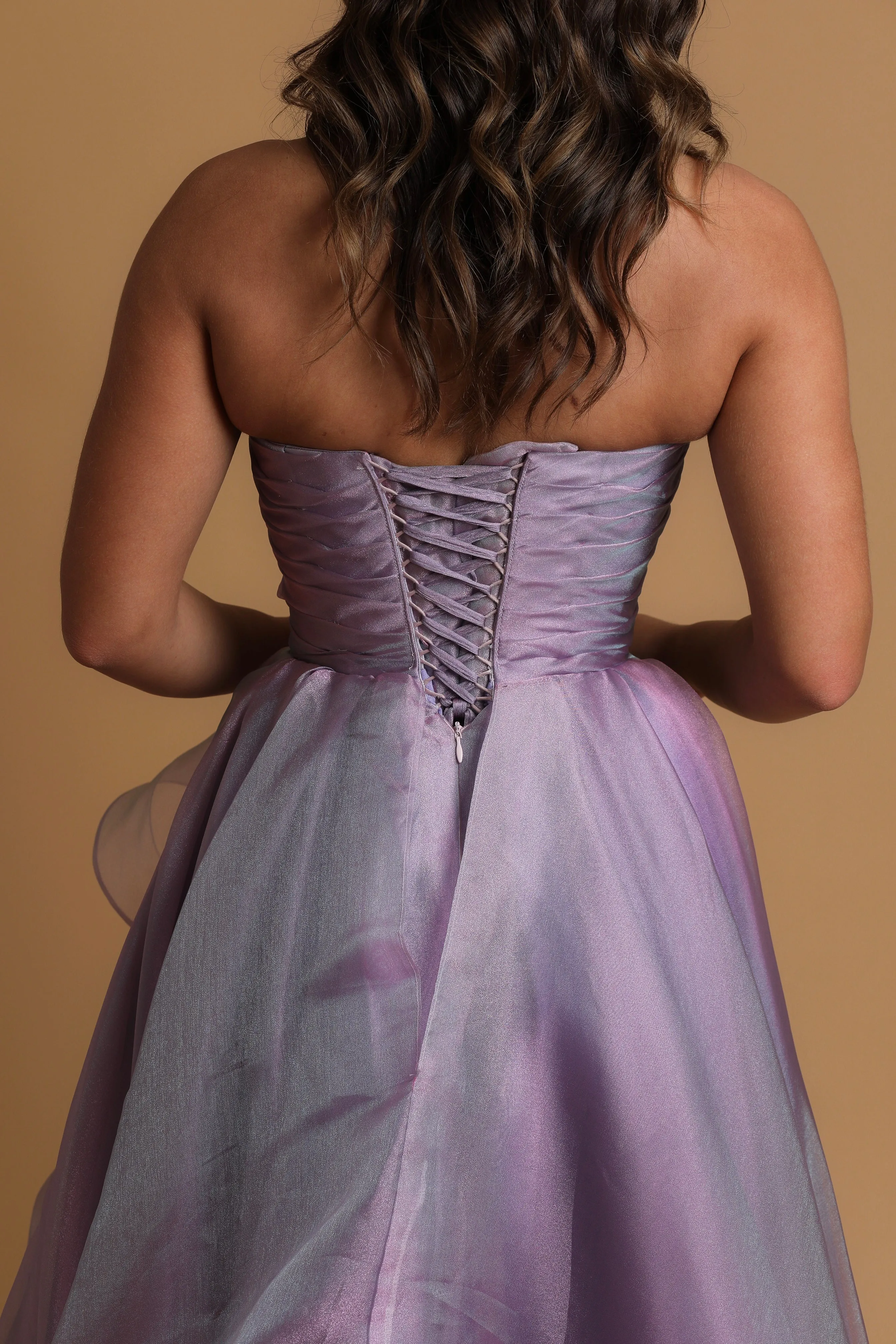 Lilac organza ruffle dress