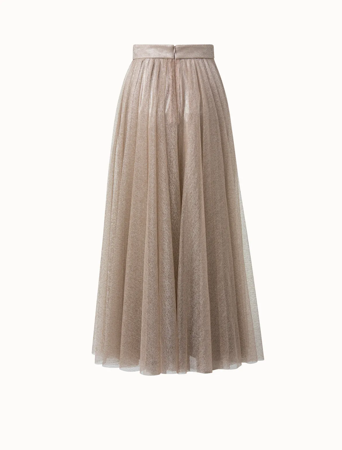 Liquid Jersey And Tulle Pleated Skirt