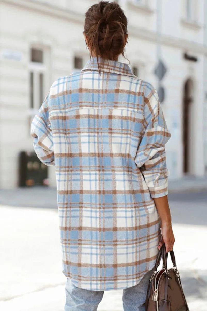 Long Plaid Casual Shacket