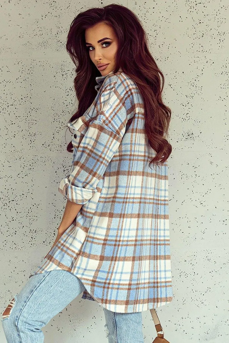 Long Plaid Casual Shacket