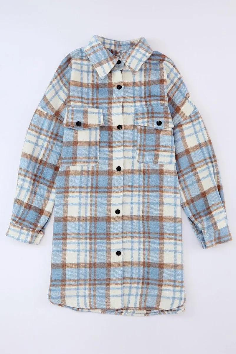 Long Plaid Casual Shacket