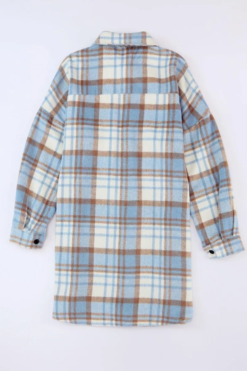 Long Plaid Casual Shacket