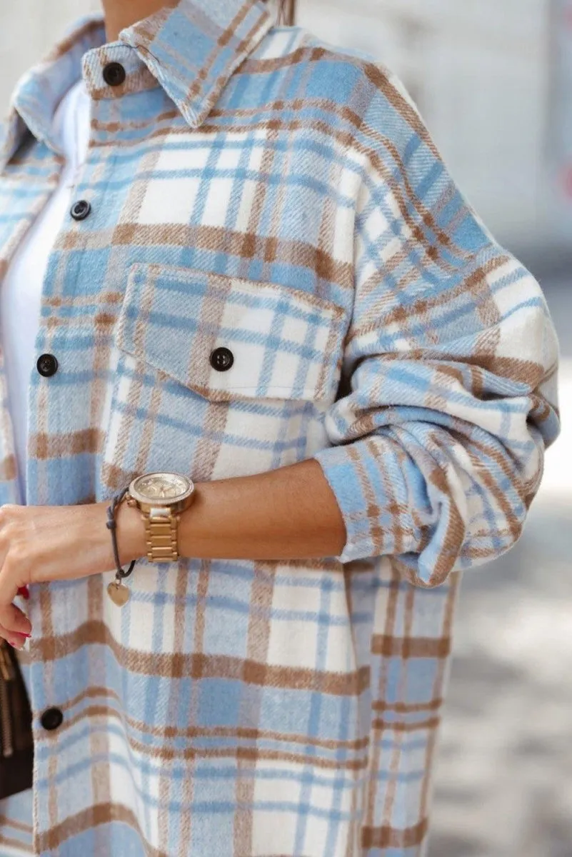 Long Plaid Casual Shacket