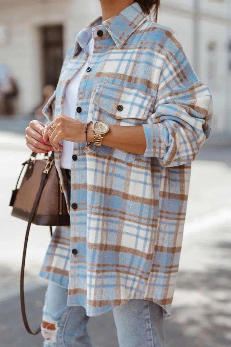 Long Plaid Casual Shacket