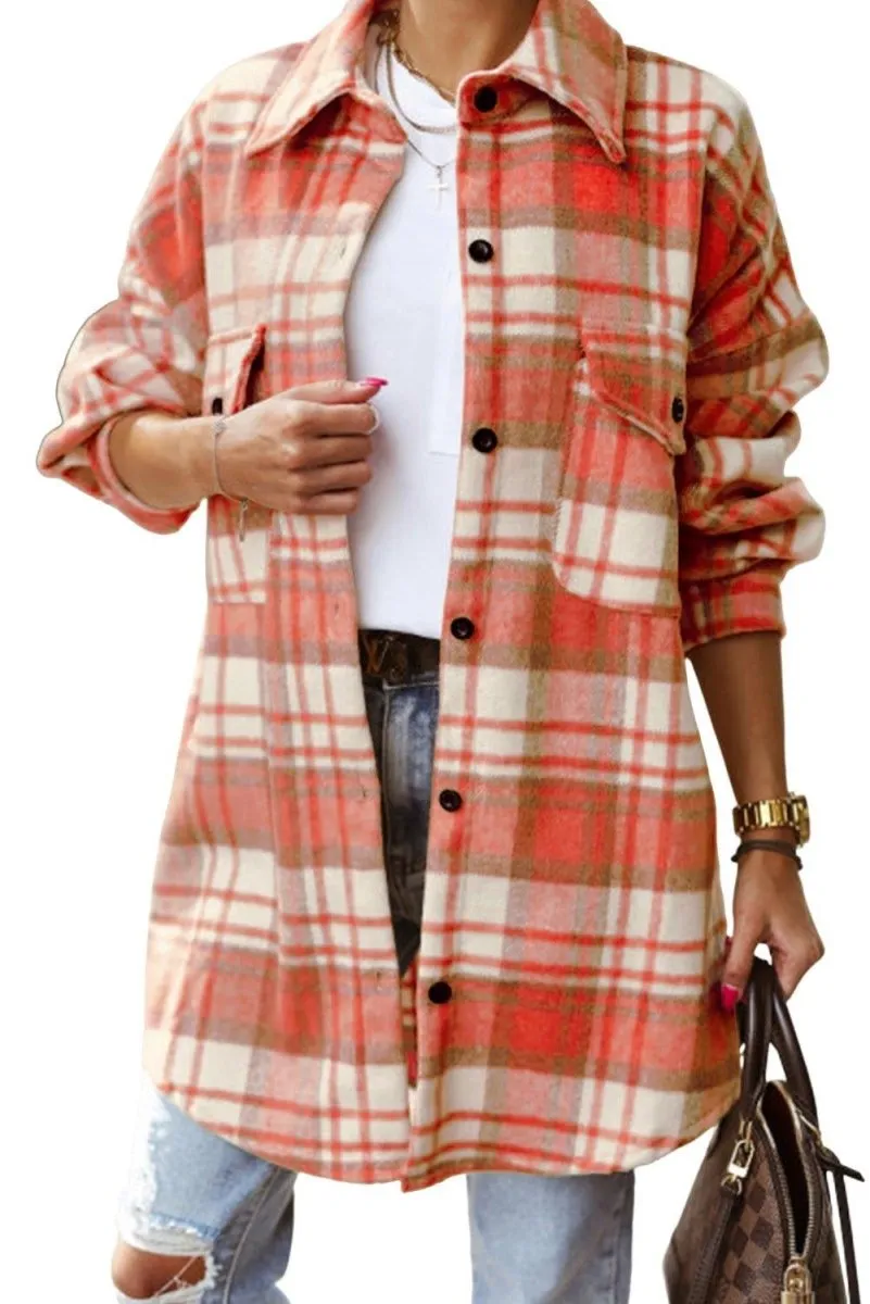 Long Plaid Casual Shacket