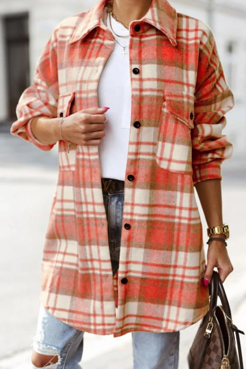 Long Plaid Casual Shacket