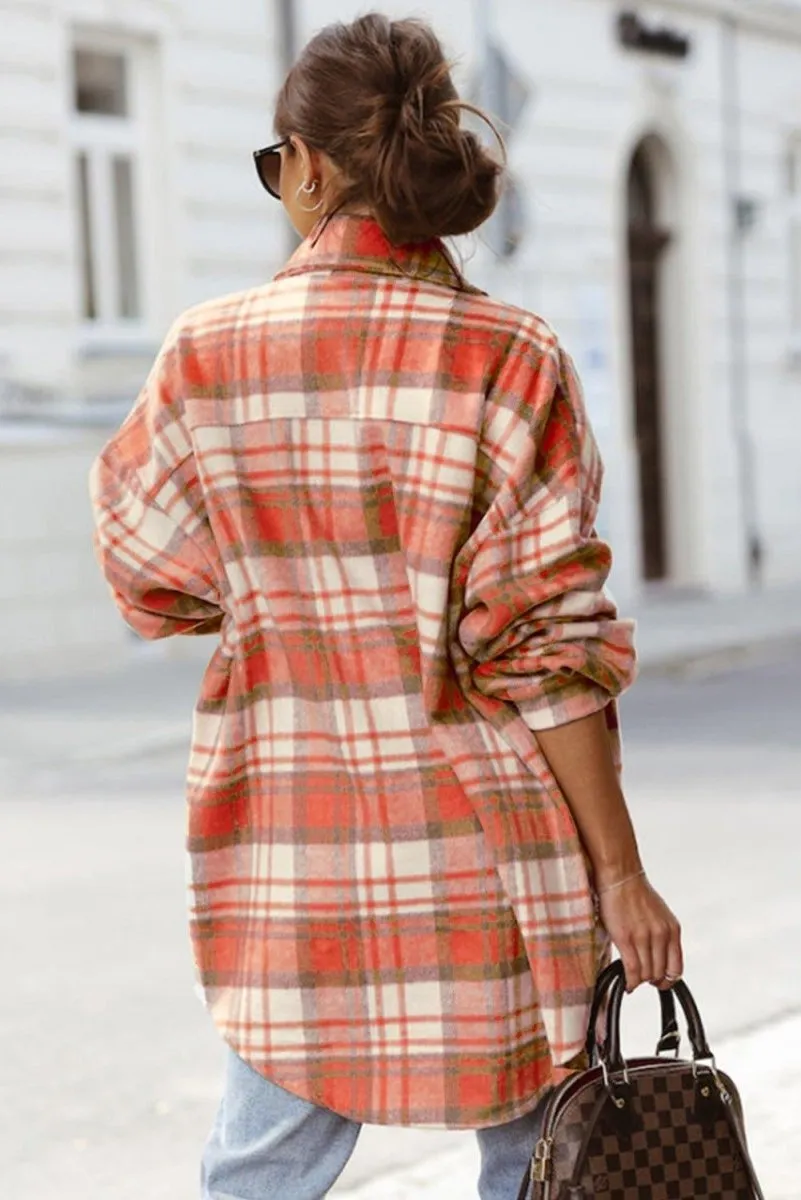 Long Plaid Casual Shacket