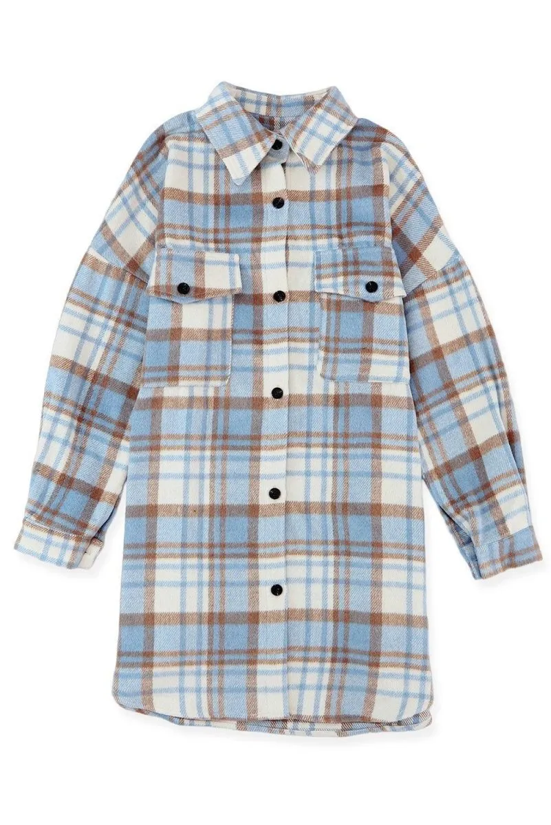 Long Plaid Casual Shacket