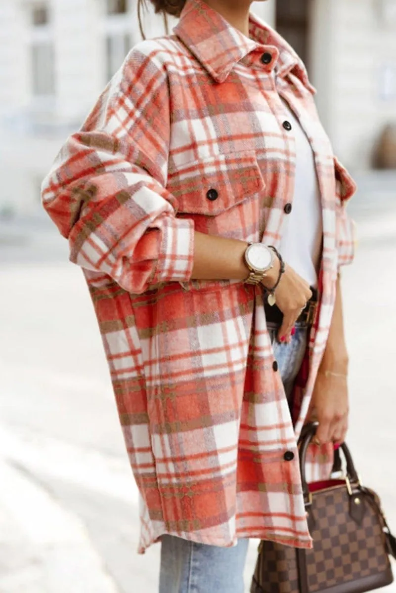 Long Plaid Casual Shacket