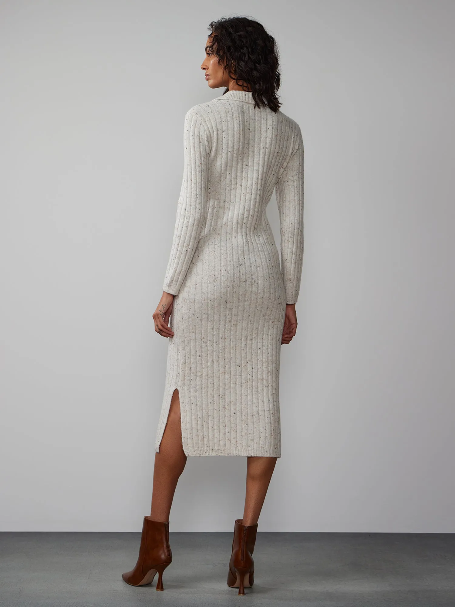 Long Sleeve Collared Polo Sweater Dress