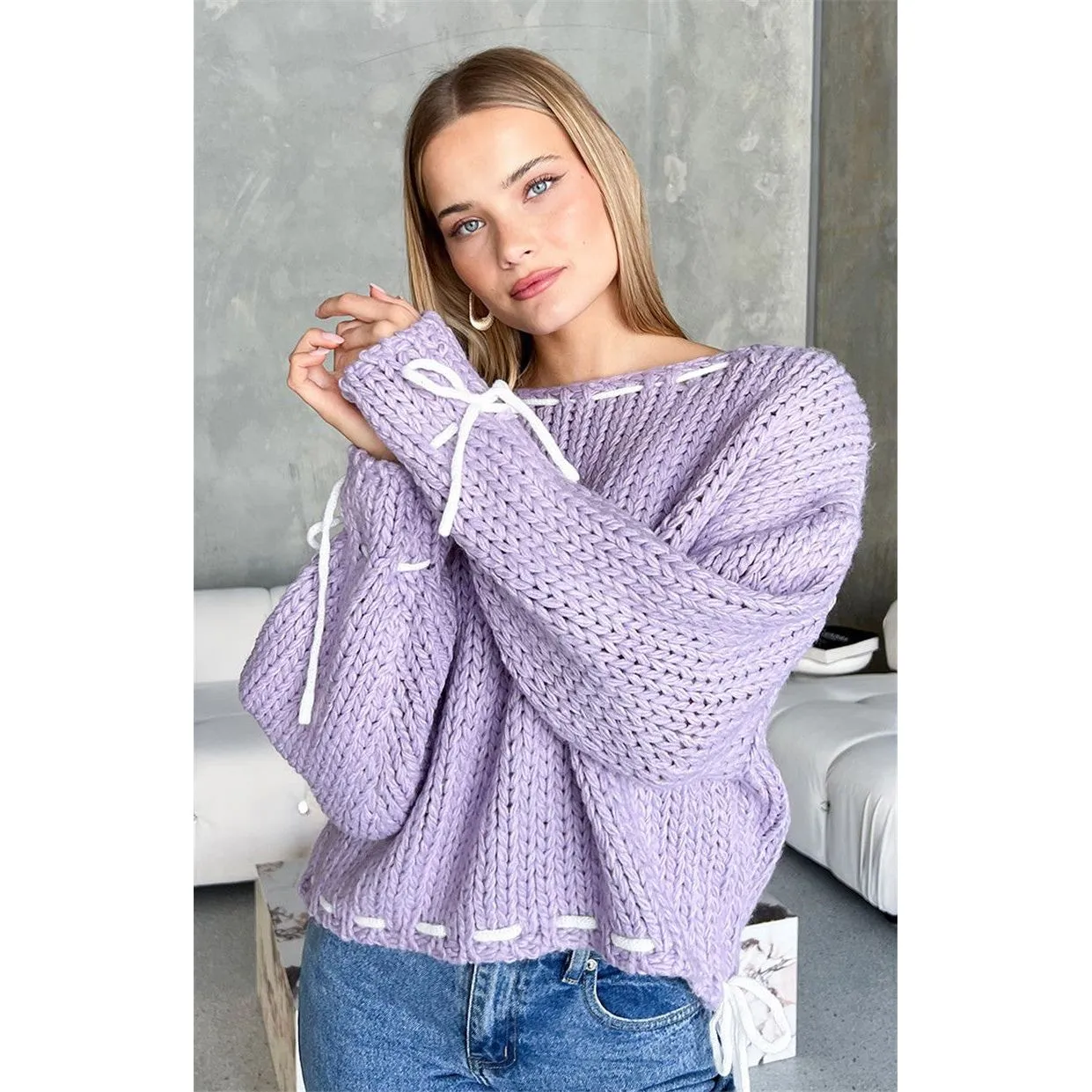 Long-sleeved Loose Knit Sweater