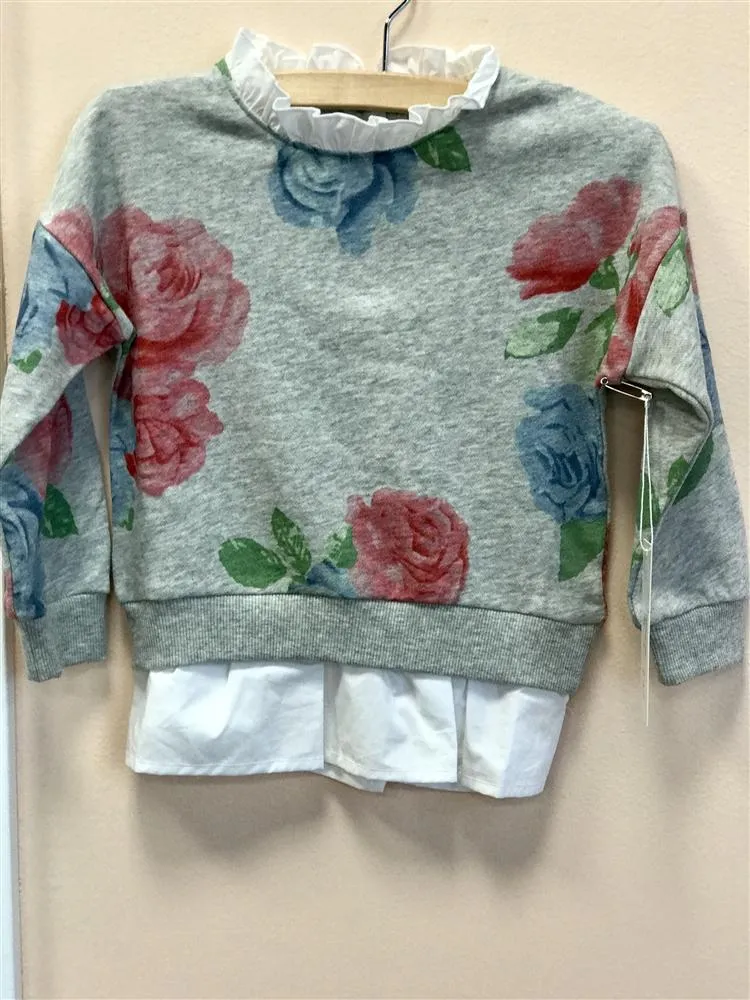 MaeLi Rose Grey Floral Sweatshirt