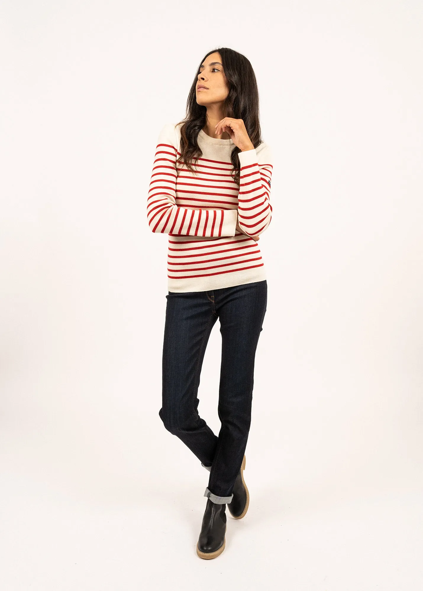 Marée authentic striped sailor jumper - slim fit, in wool (ECUME/TULIPE)