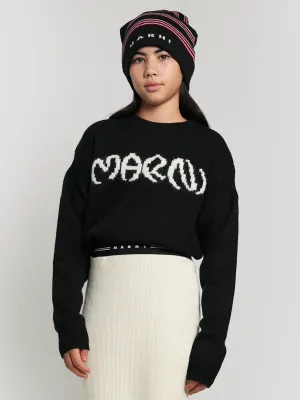 MARNI Girls Logo Knitted Jumper in Black