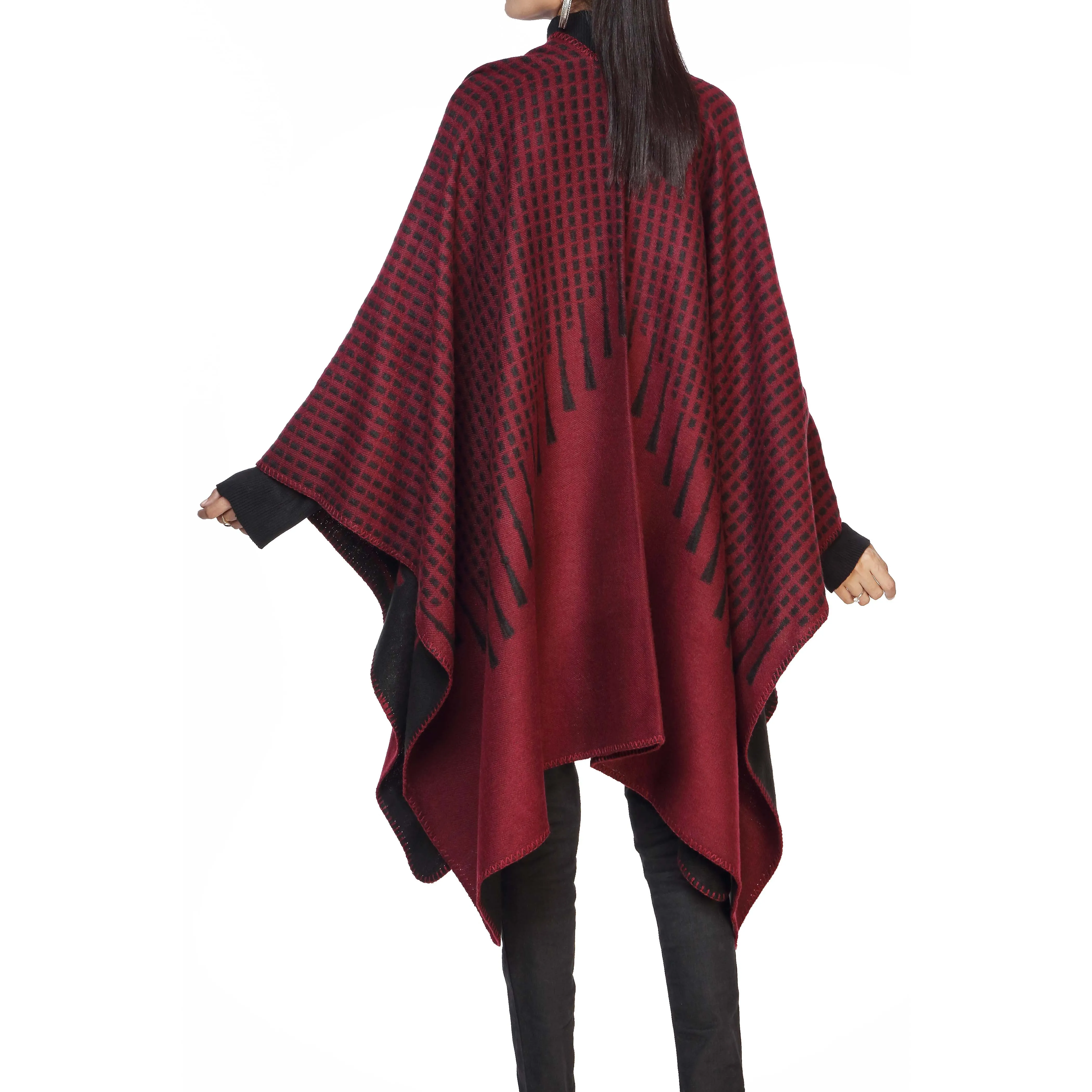 Maroon Winter Cape Shawl PW2826