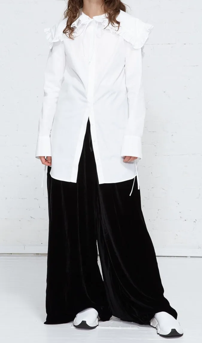 Mediavel Poplin Shirt / Dramatic Ruffled Cape Collar