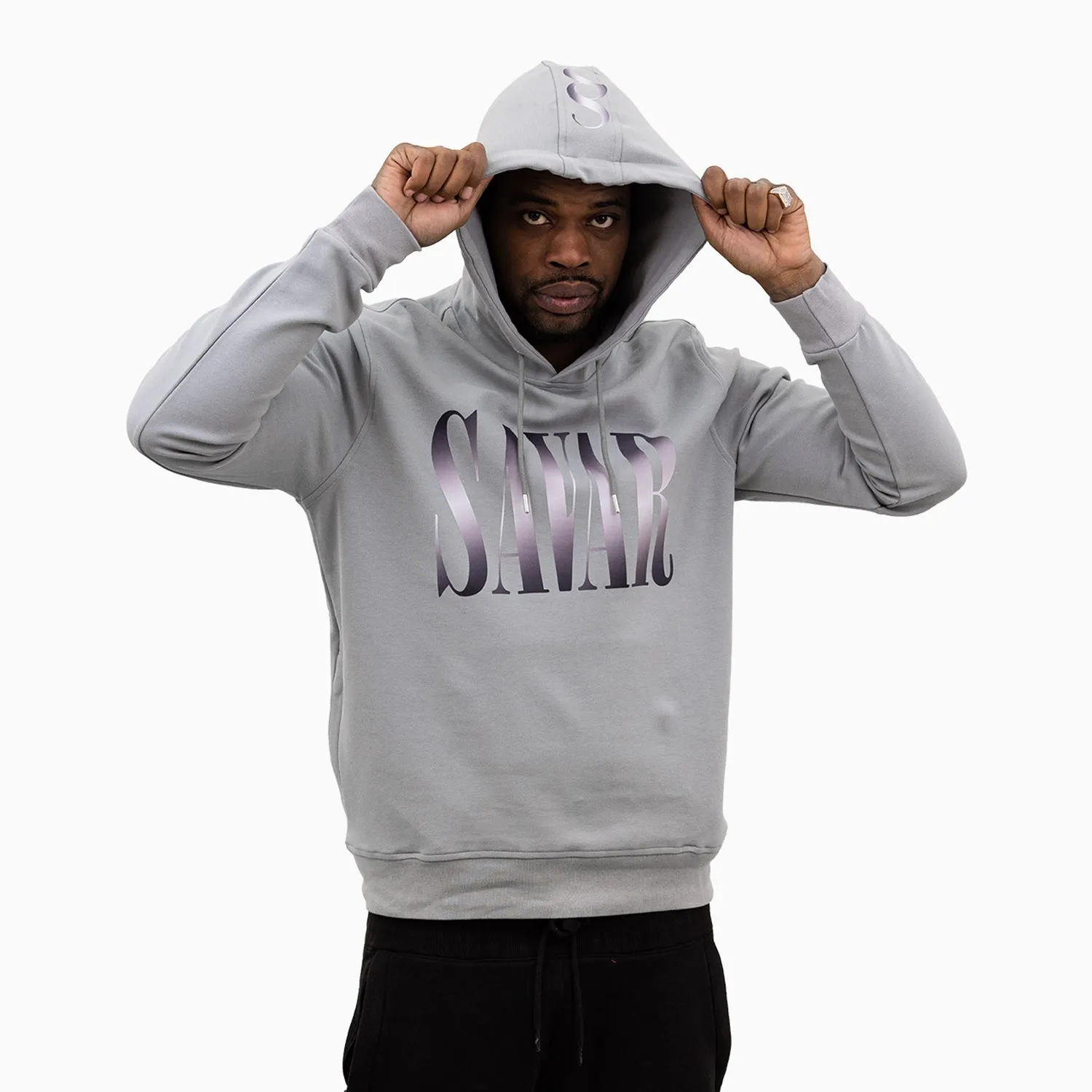 Men's Gradient Text Big Logo Pull Over Hoodie