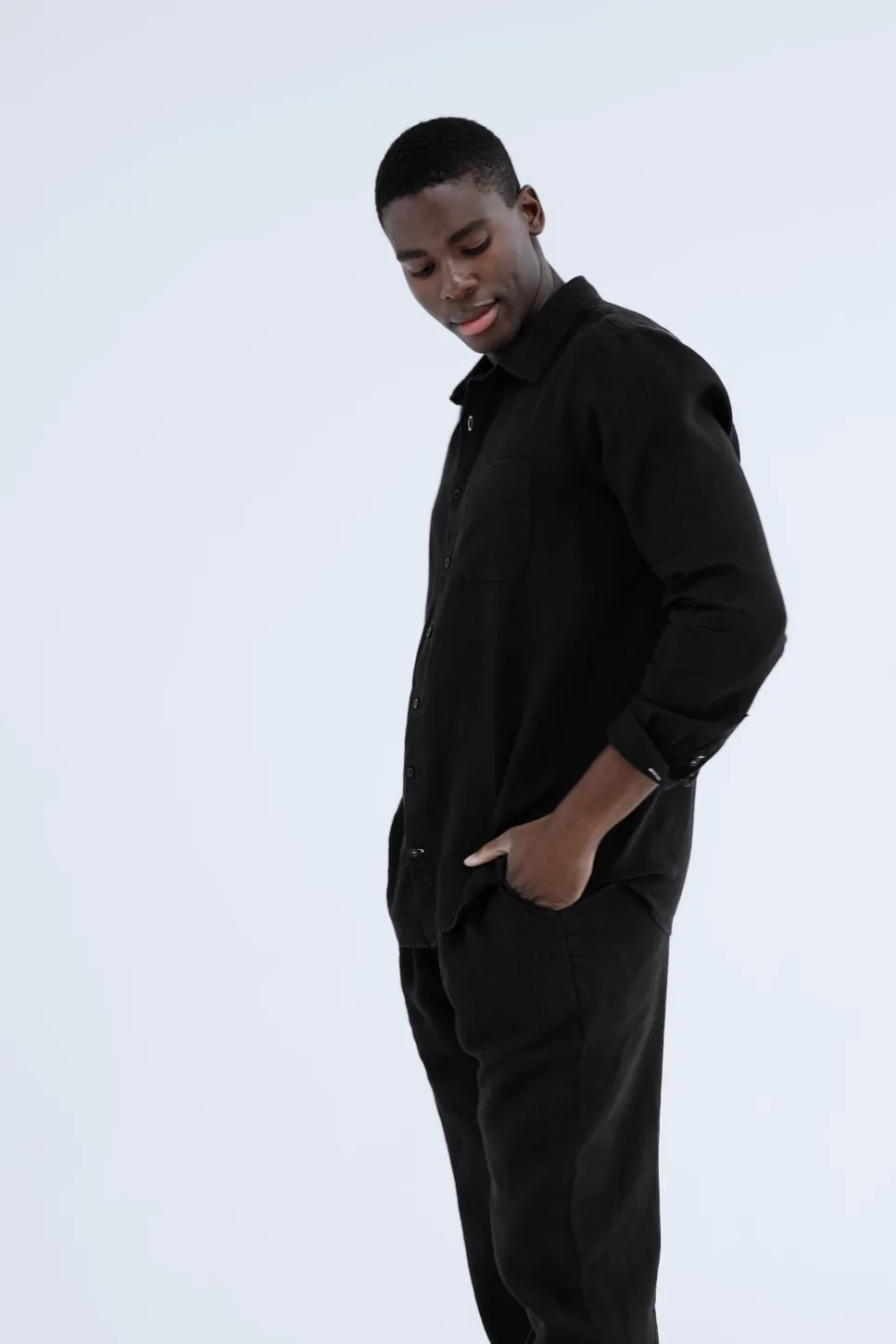 Mens Linen Shirt | Black