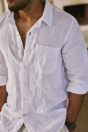 Mens Linen Shirt | White