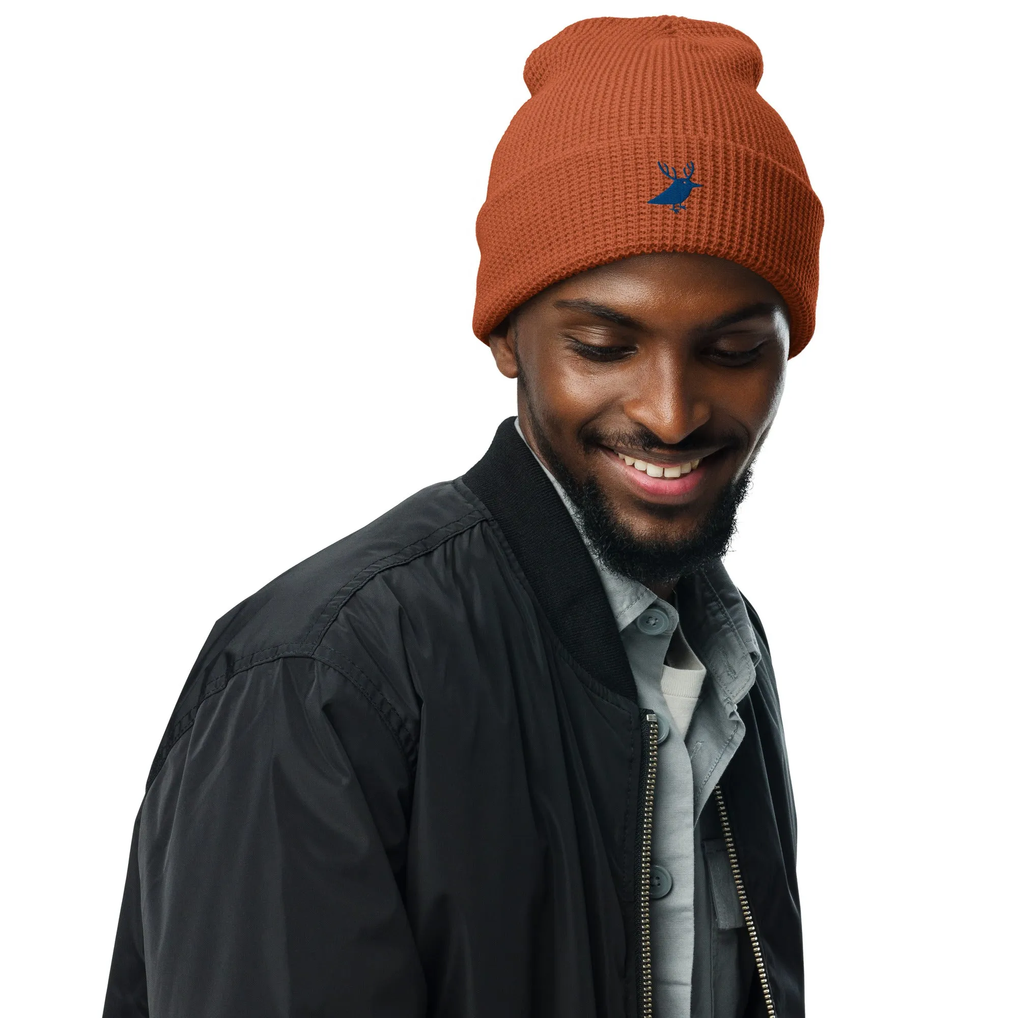 Men's waffle beanie for snowboarding and outdoor rust orange