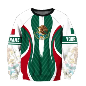 Mexico Flag Custom Name 3D All Over Printed Sweatshirt Zip Hoodie Shirts, Christmas Mexico Gift