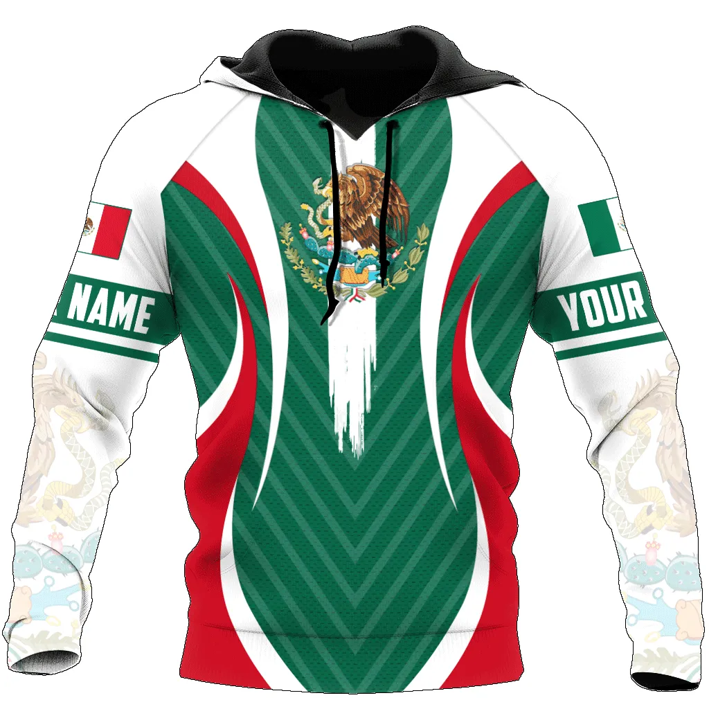 Mexico Flag Custom Name 3D All Over Printed Sweatshirt Zip Hoodie Shirts, Christmas Mexico Gift