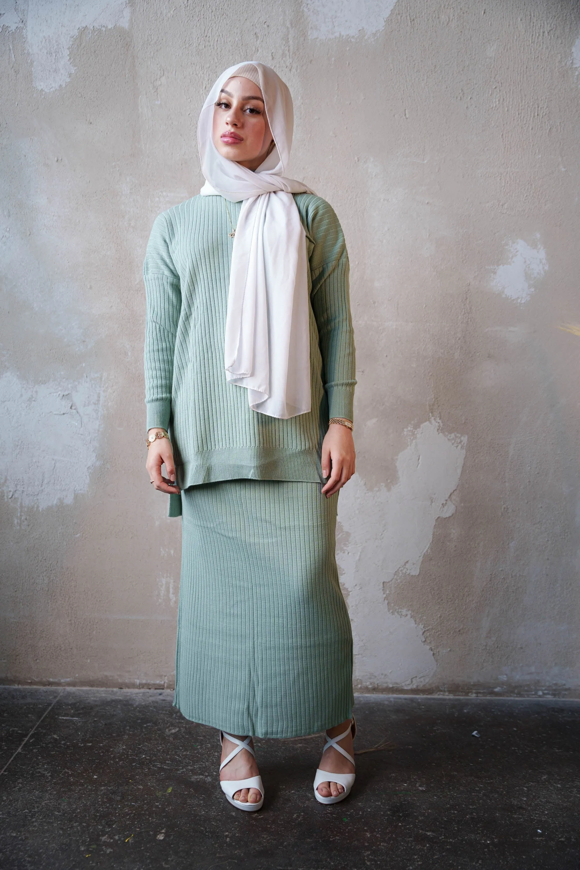 Mint Sweater & Skirt Set