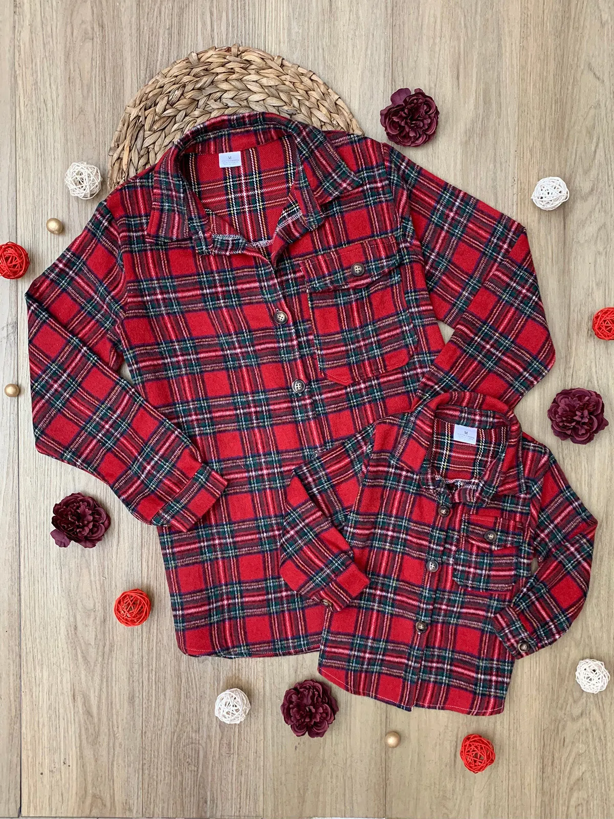 Mommy And Me Winter Plaid Flannel Shacket